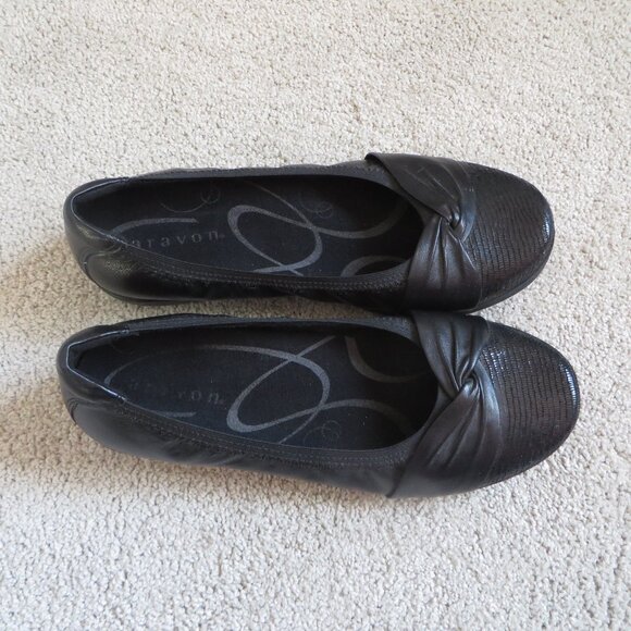 Aravon Womens Andrea-AR Ballet Flat/Shoes Size 8EE Black Leather #ABF04BK - Picture 6 of 10